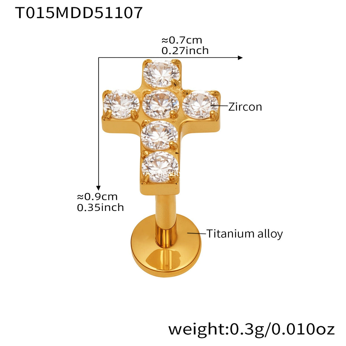 D관 - 티타늄 합금 스틸 입술용 단품 피어싱 [T009] 25.11-2