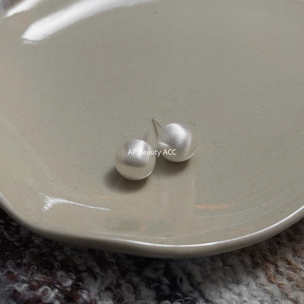 C관 - 실버 브러쉬 공 모양 심플한 데일리 귀걸이 [3536-3540] 24.01-2
