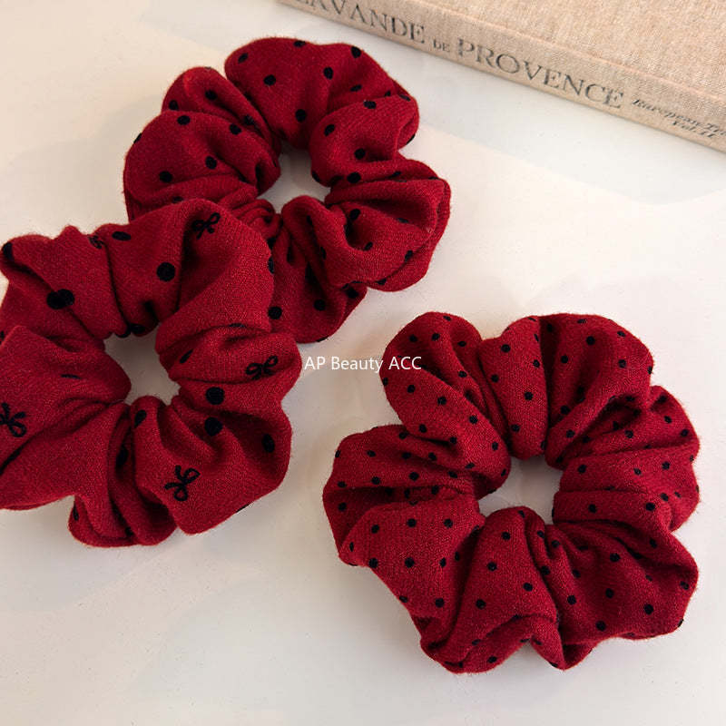 E관 - 레드 도트 패브릭 곱창 헤어밴드 머리띠 [27755] 25.12-1