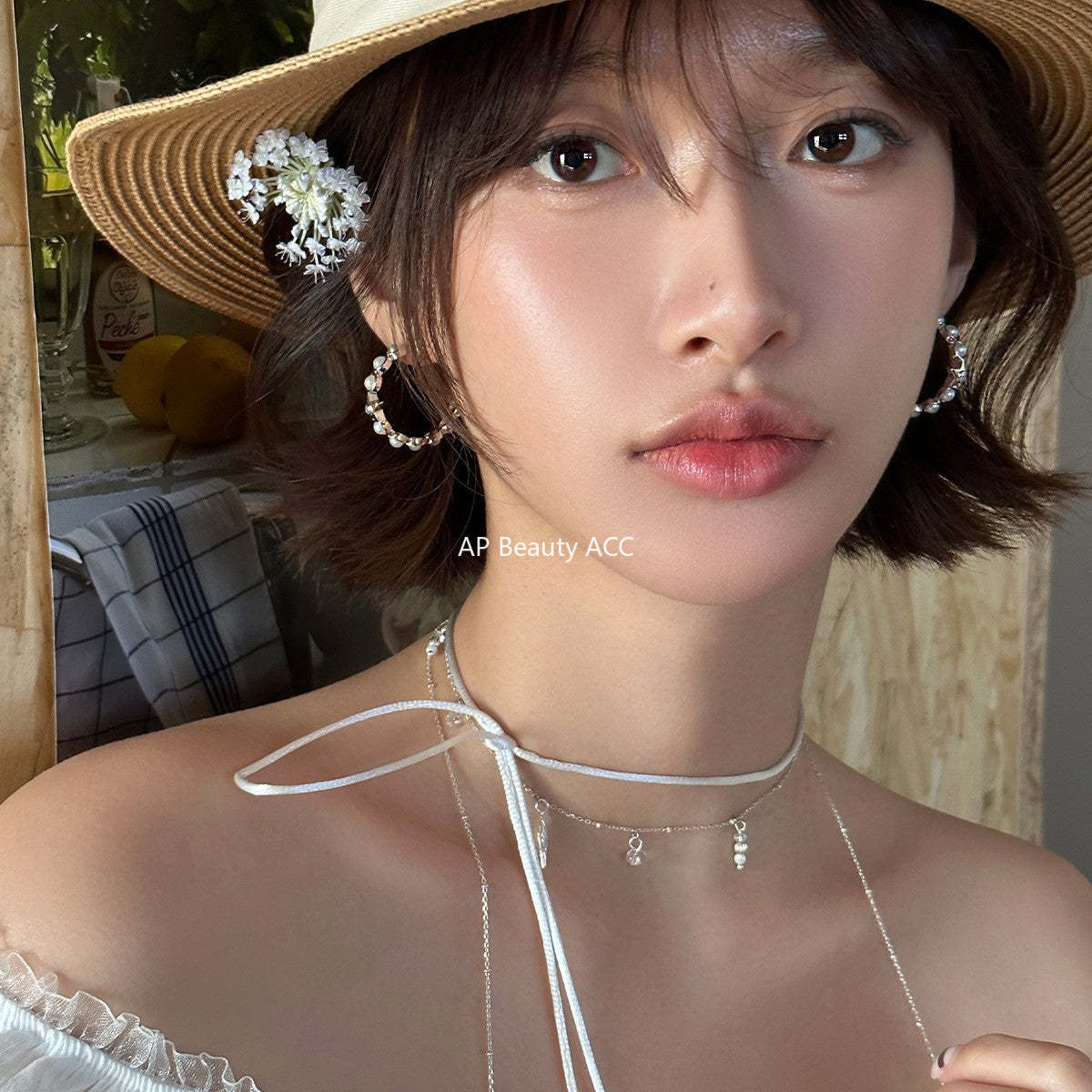 A관 - 925 은침 진주 별 큐빅 C형 귀걸이 [EH-4113] 25.10-5