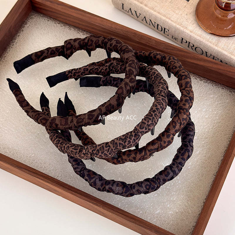 E관 - 호피 패브릭 웨이브 빗살 머리띠 [27497] 25.09-4