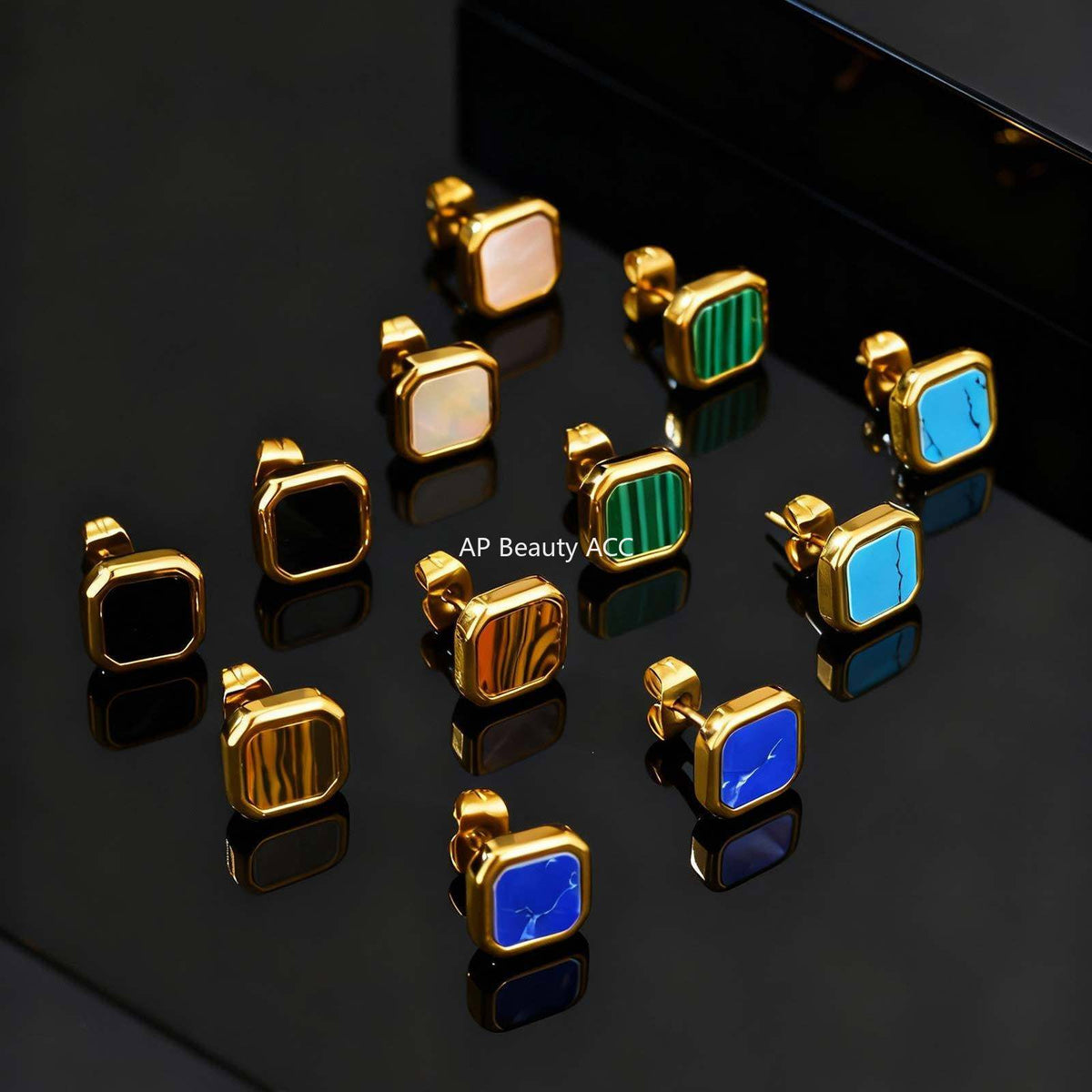 G관 - 스테인리스 스틸 심플 사각 모양 귀걸이 [ES-728] 25.12-2