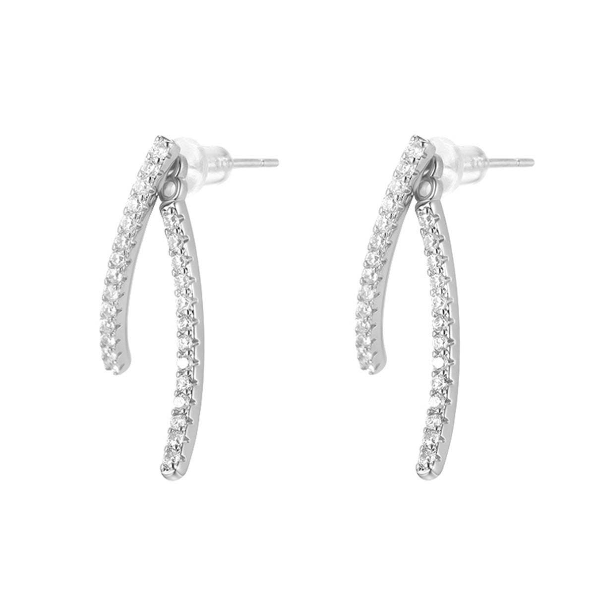 A관 - 925 은침 지오메트릭 라인 큐빅 귀걸이 [EH-4018] 25.10-2