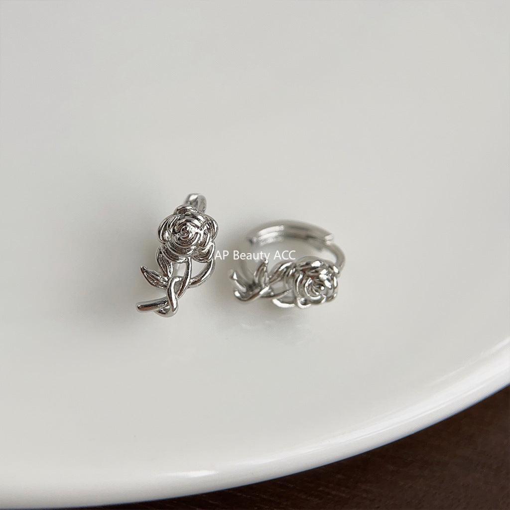 C관 - 장미 디자인 인스타 감성 유니크 심플 링형 귀걸이 [3614] 24.03-1