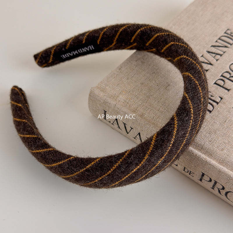 E관 - 니트 스트라이프 와이드 스펀지 머리띠 [27524] 25.09-4