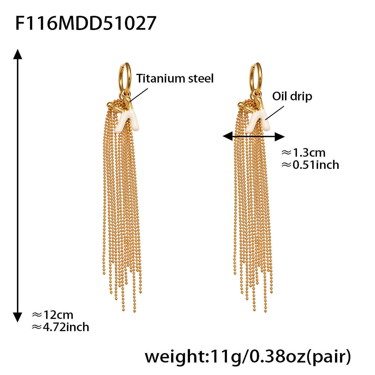 D관 - 스테인리스 18K 도금 K 이니셜 술장식 귀걸이 [F116] 25.10-5