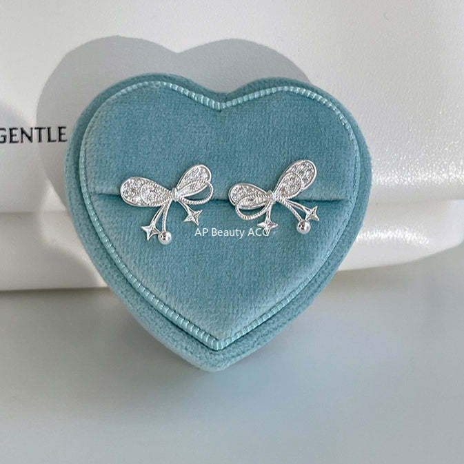 A관 - 925 은침 리본 별 큐빅 귀걸이 [EH-4329] 25.12-1