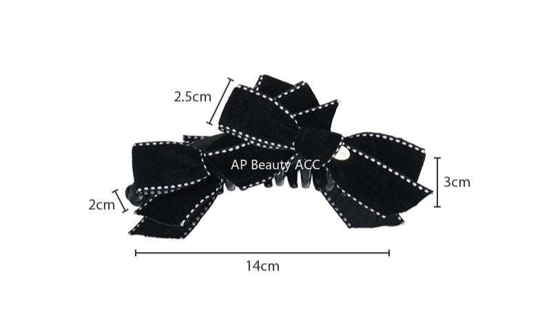 E관 - 벨벳 리본 디자인 바나나 집게핀 [27734] 25.12-1