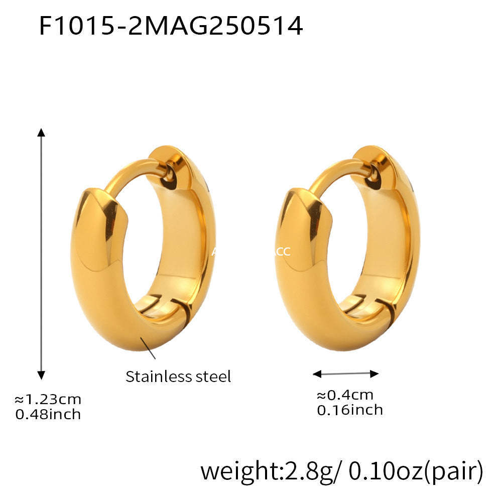 D관 - 투톤 원형 18K 도금 스테인리스 스틸 귀걸이 [F1015-F1098] 25.05-4