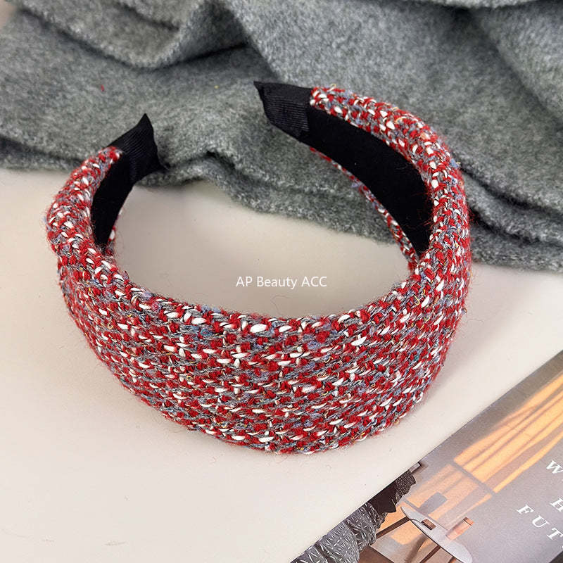 E관 - 모직 털실 패턴 와이드 머리띠 [27733] 25.12-1