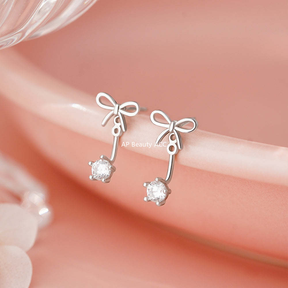 B관 - 925 실버 리본 큐빅 귀걸이 [YC2439E_1] 25.12-1