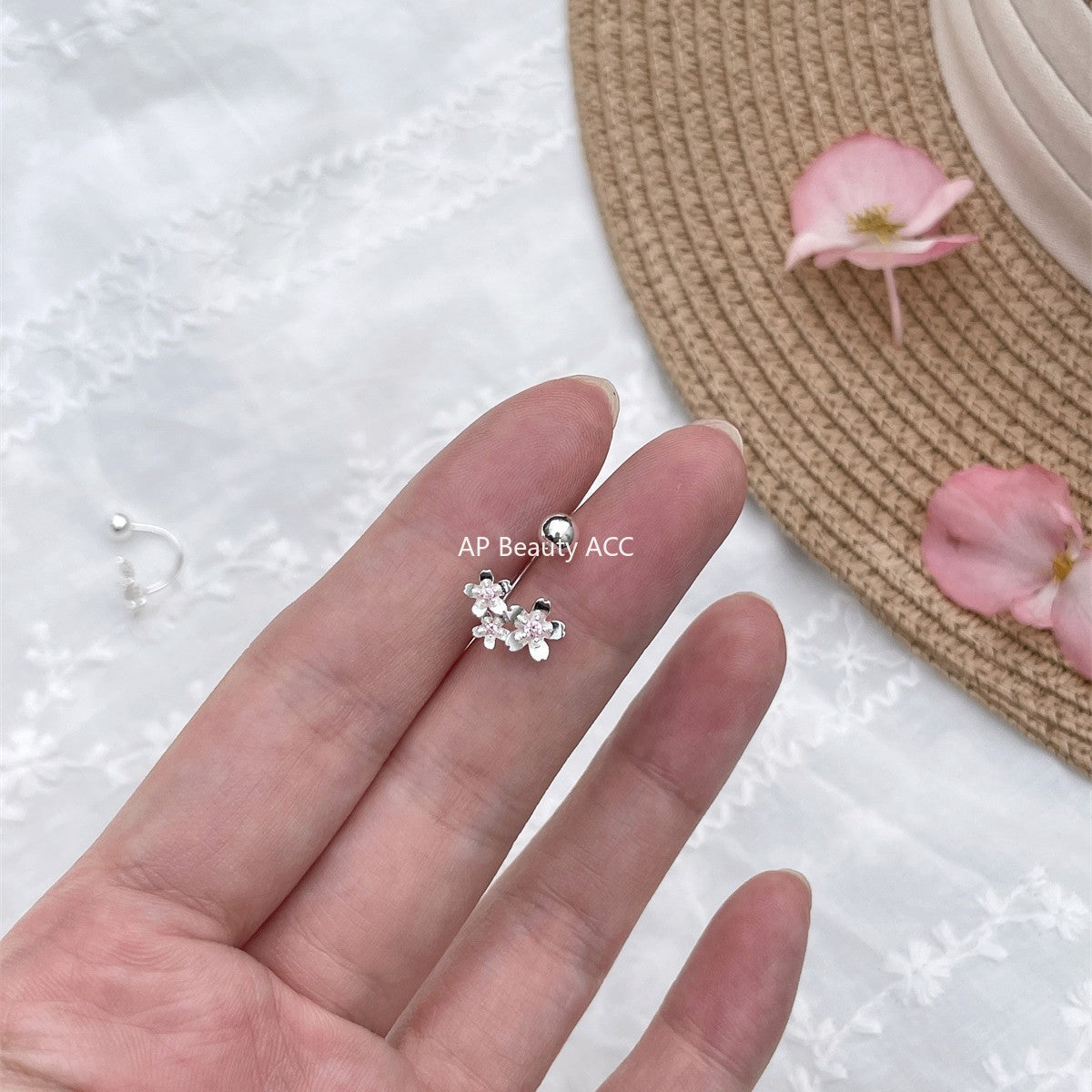 A관 - 925 은침 큐빅 플라워 스터드 피어싱 귀걸이 [EH-4128] 25.10-1