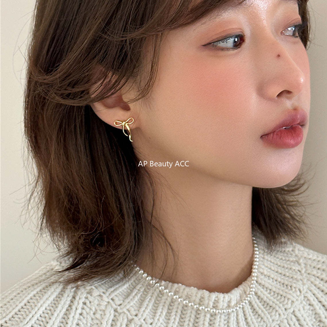 A관 - 리본 디자인 은침 귀걸이 [EH-3467] 25.04-3