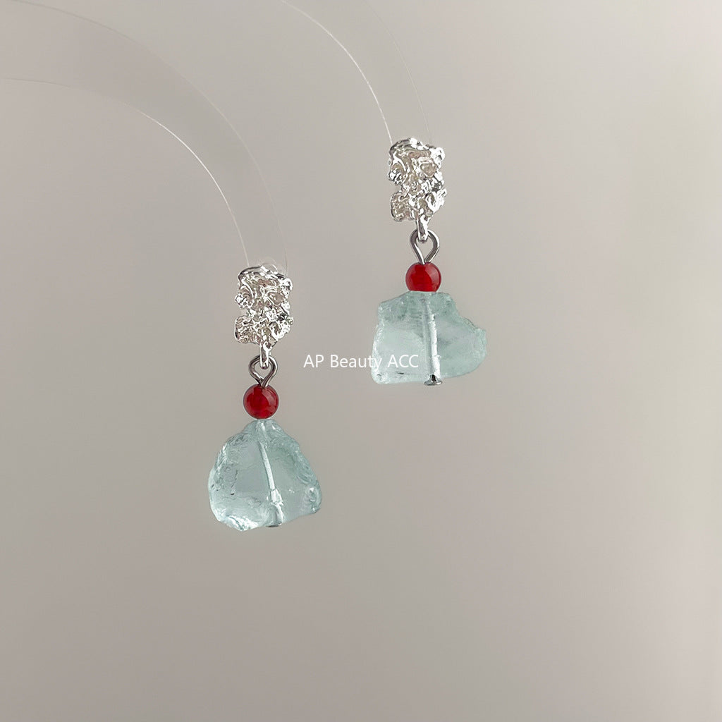 C관 - 핸드메이드 천연 크리스탈 925 은침 귀걸이 [6921] 25.10-3