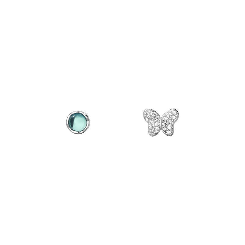 B관 - 언밸런스 나비 블루 999 실버 귀걸이 [YC4162E_1] 25.11-3