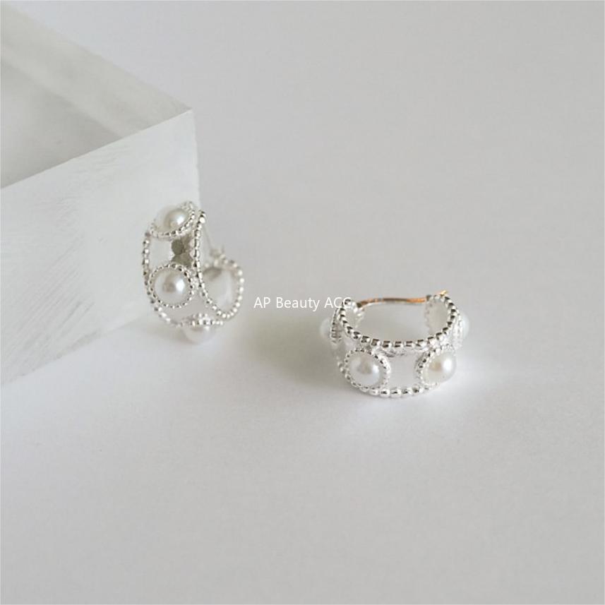 F관 - 925 실버 진주 와이드 귀걸이 [C1238] 25.10-3