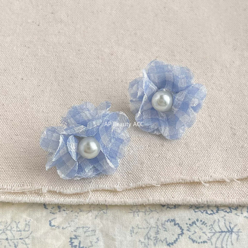 C관 - 패브릭 플라워 레진 진주 귀걸이 [5599-5600] 25.02-3