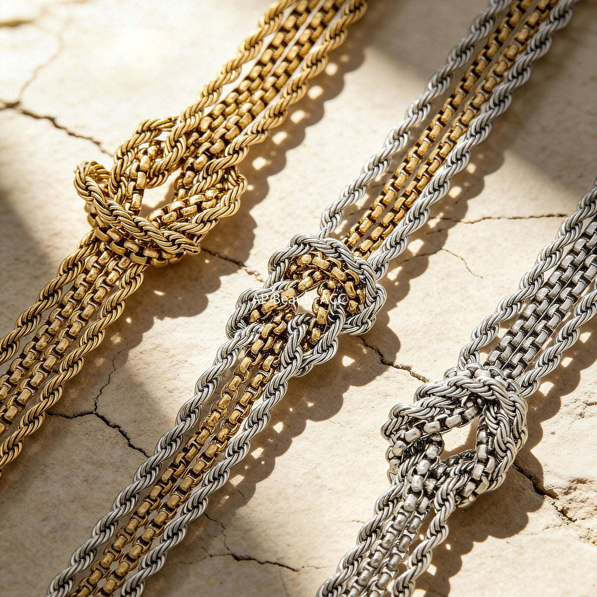 D관 - 스테인리스 스틸 18K 도금 매듭 체인 팔찌 [E151] 25.12-3