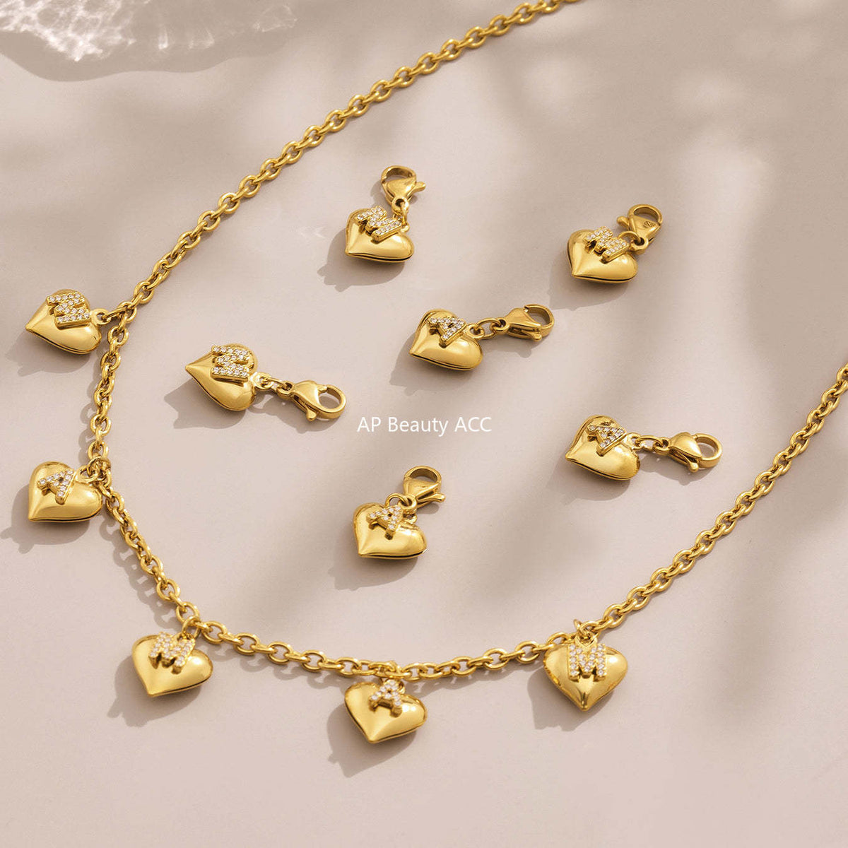 D관 - 18K 도금 스테인리스 스틸 하트 펜던트 목걸이 [P1295-D347] 25.08-1
