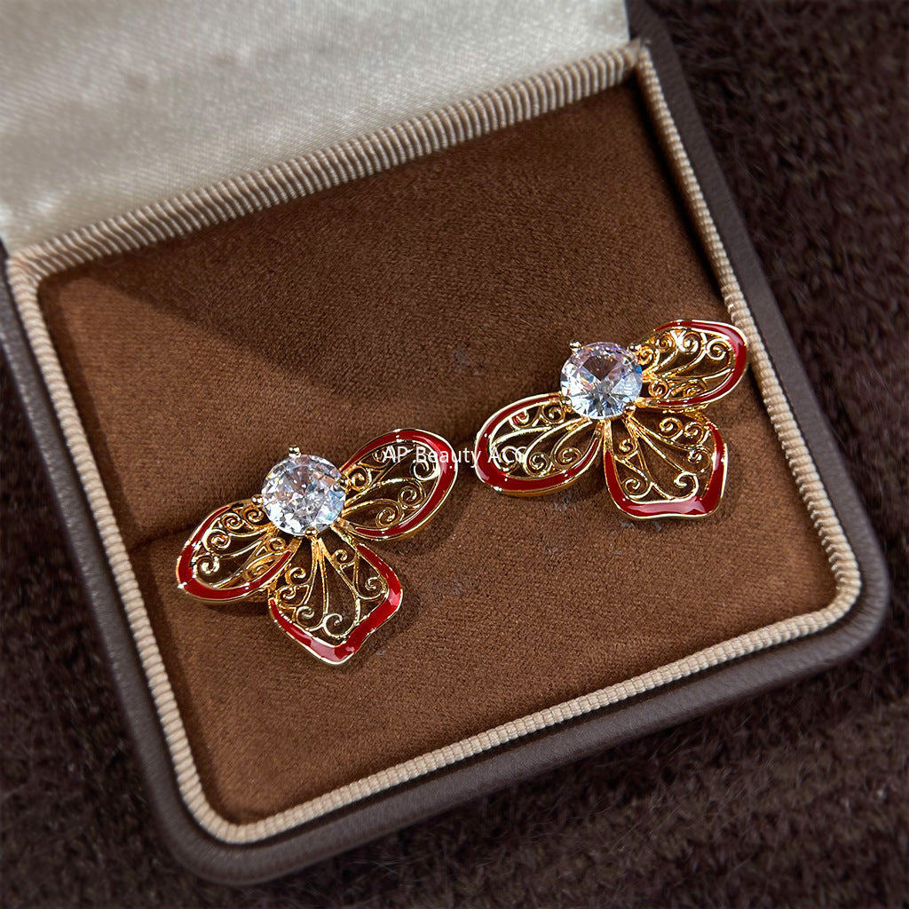 C관 - 미니 큐빅 925 은침 핸드페인팅 플라워 귀걸이 [7071] 25.11-2