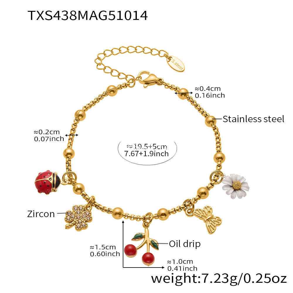 D관 - 스테인리스 스틸 큐빅 체리 딸기 펜던트 목걸이 팔찌 반지 [TXP437] 25.10-4