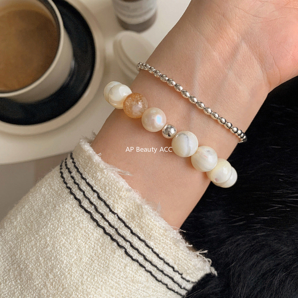 A관 - 자개 진주 담수 진주 백수정 황수정 비즈 팔찌 [1543] 25.11-2