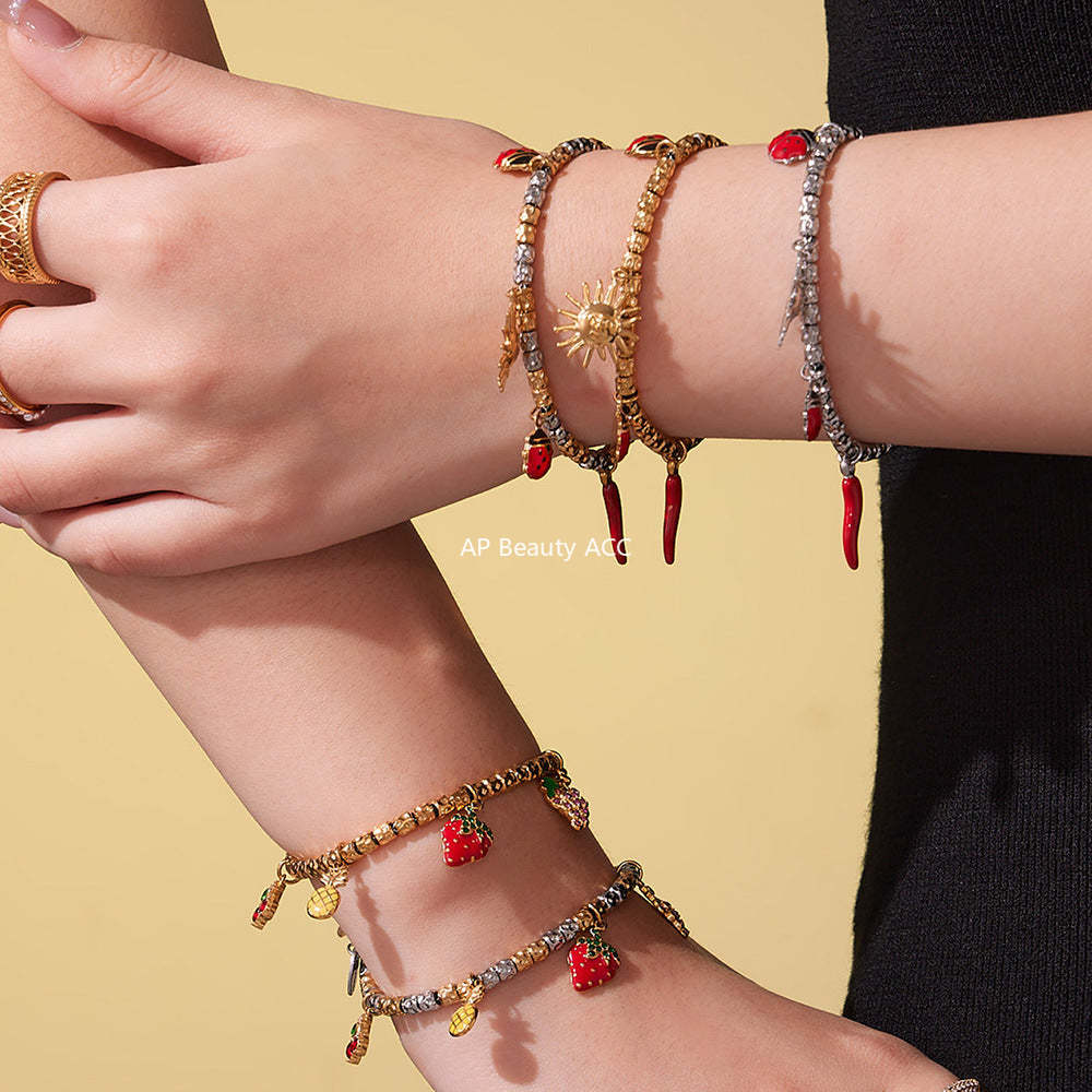 D관 - 스테인리스 18K 도금 멀티 펜던트 스틸 비즈 팔찌 [E699-E700] 25.10-5