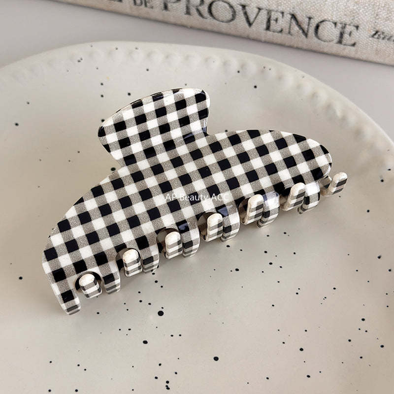 E관 - 아세테이트 체크무늬 심플 스타일 집게핀 [27612] 25.10-5