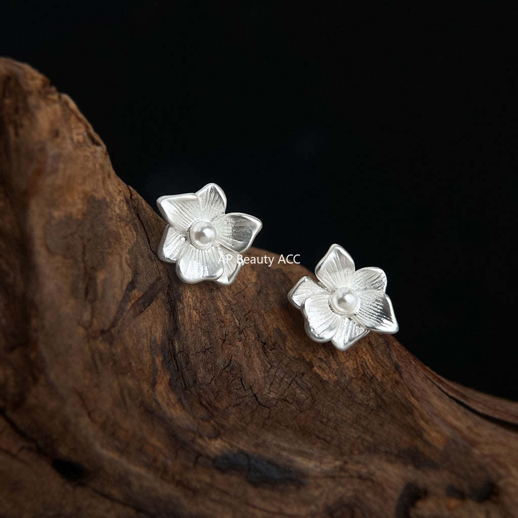 C관 - 플라워 진주 925 은침 귀걸이 [5760] 25.03-4