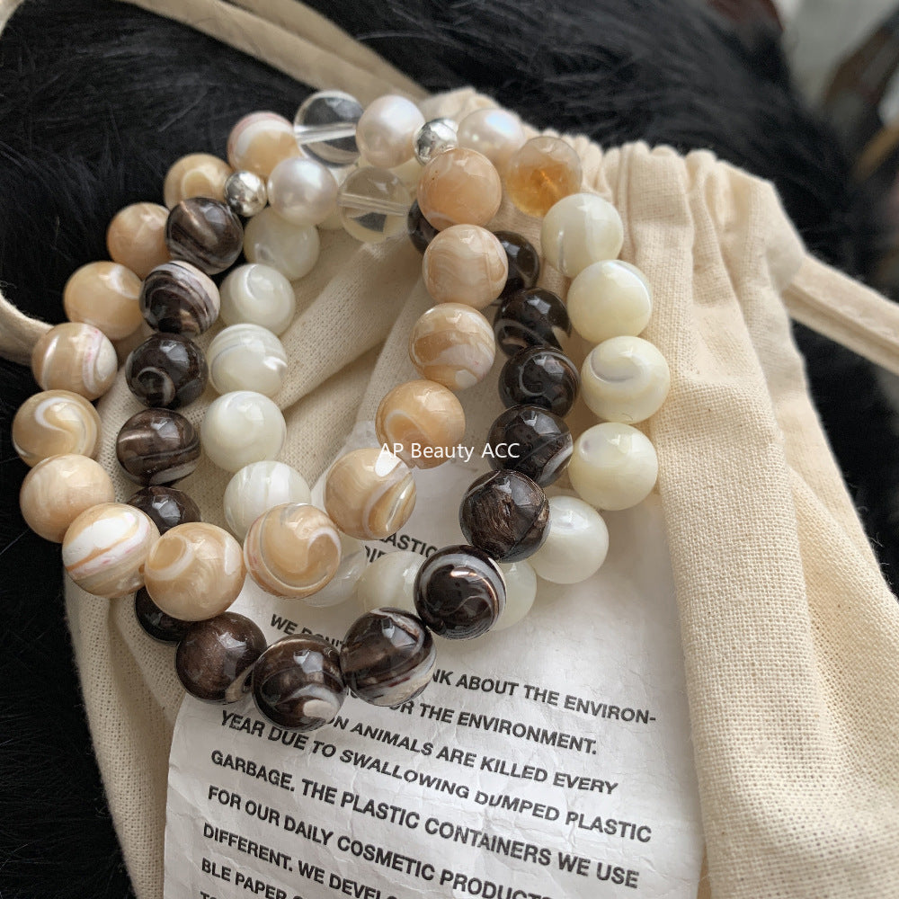 A관 - 자개 진주 담수 진주 백수정 황수정 비즈 팔찌 [1543] 25.11-2