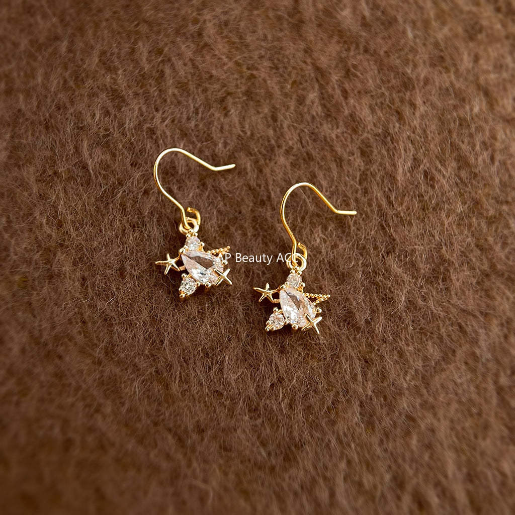 C관 - 핸드메이드 큐빅 불가사리 925 은침 후크 귀걸이 [7060] 25.12-1