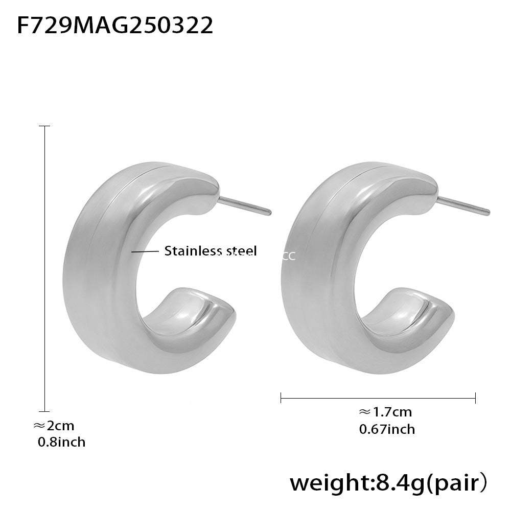D관 - 20mm C형 18K 도금 스테인리스 스틸 귀걸이 [F729] 25.03-4
