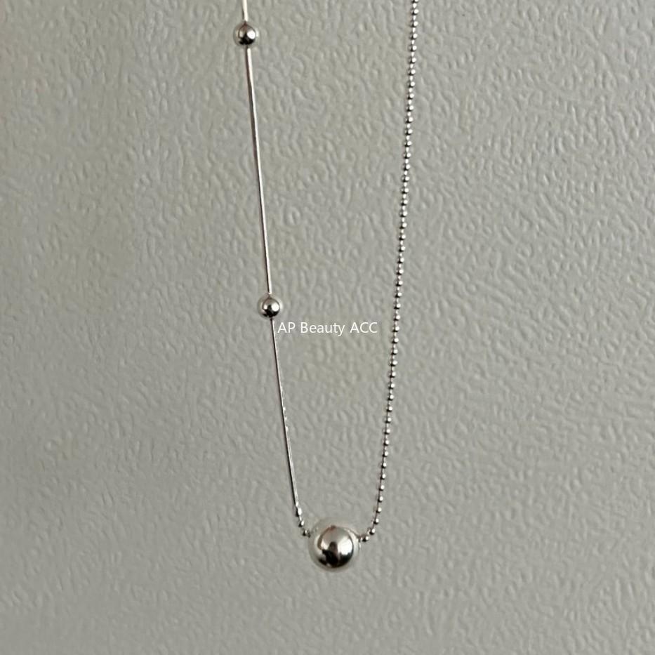 F관 - 925 실버 기하학적 뱀줄 원형 비즈 목걸이 [B888] 24.09-4