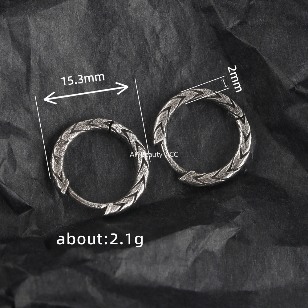 G관 - 태국 실버색 샌딩 링 귀걸이 [ES978] 25.10-1