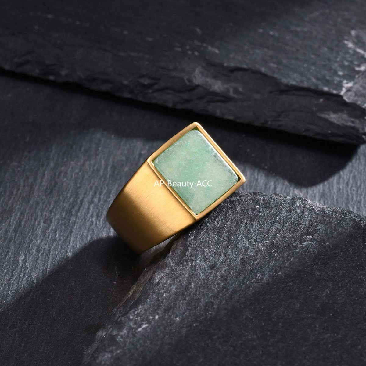 G관 - 스테인리스 스틸 사각 천연석 반지 [RC682] 25.10-5