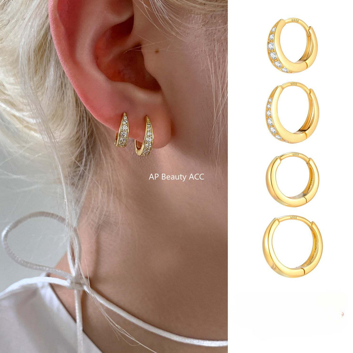 A관 - 큐빅 925 은침 링 후프 귀걸이 [EH-4324] 25.12-2