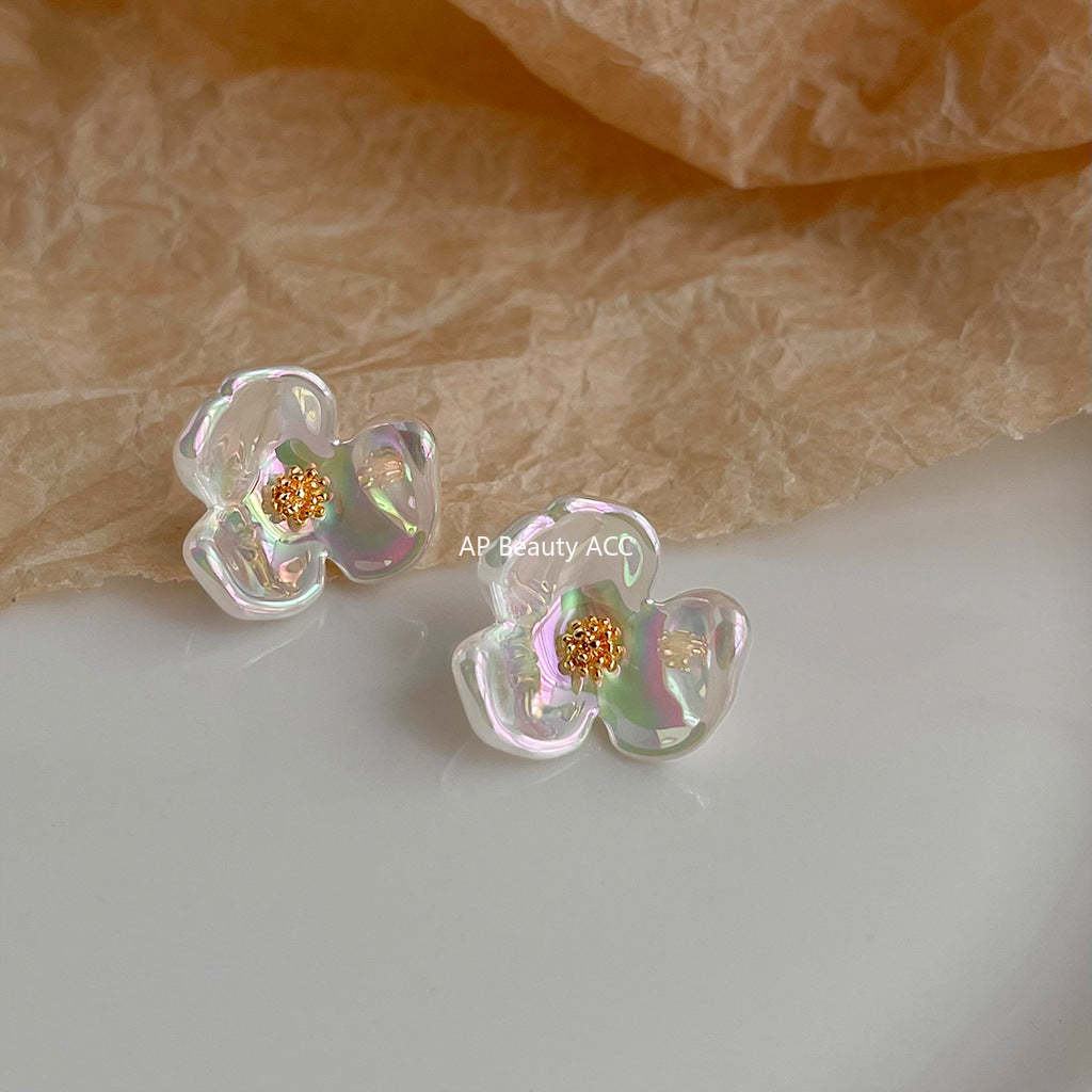 C관 - 아이리스 레진 소재 여름 청량한 14K 도금 귀걸이 [4374] 24.06-3