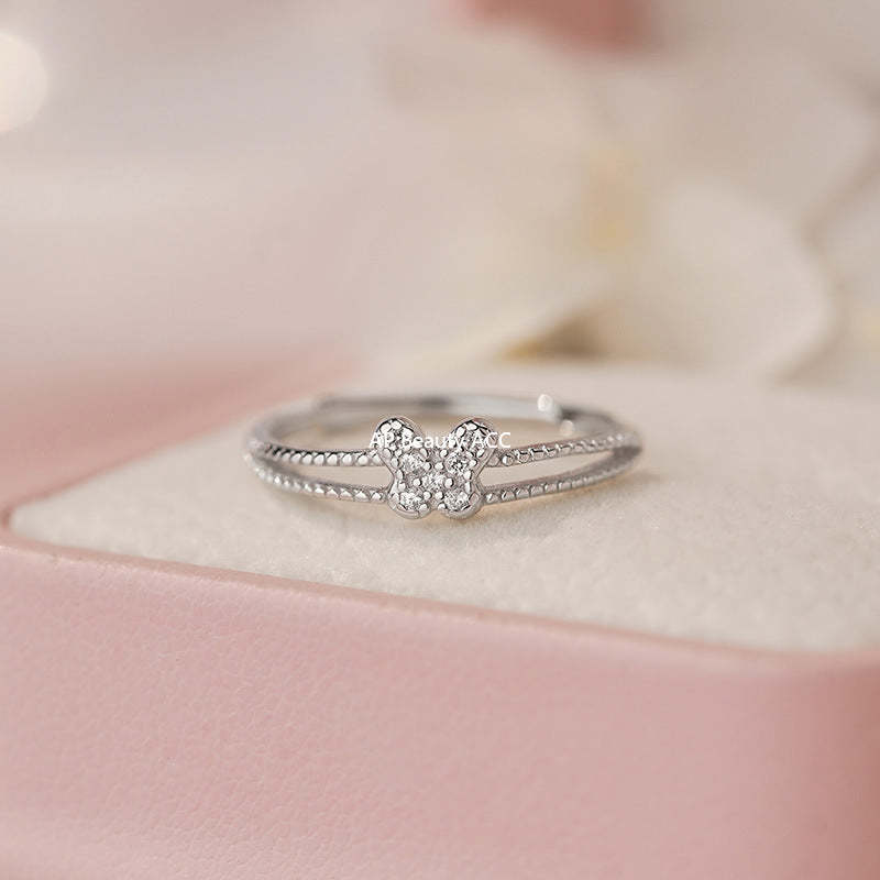 B관 - 999 실버 나비 더블 라인 오픈형 반지 [YC3227R_1] 25.10-2