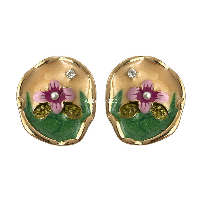 C관 - 복고풍 14K 도금 플라워 꽃 디자인 귀걸이 [4398] 24.06-4