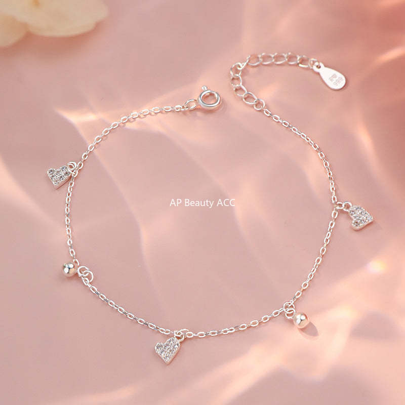 B관 - 999 실버 하트 원형 볼 펜던트 팔찌 [YC4225SL_1] 25.10-4