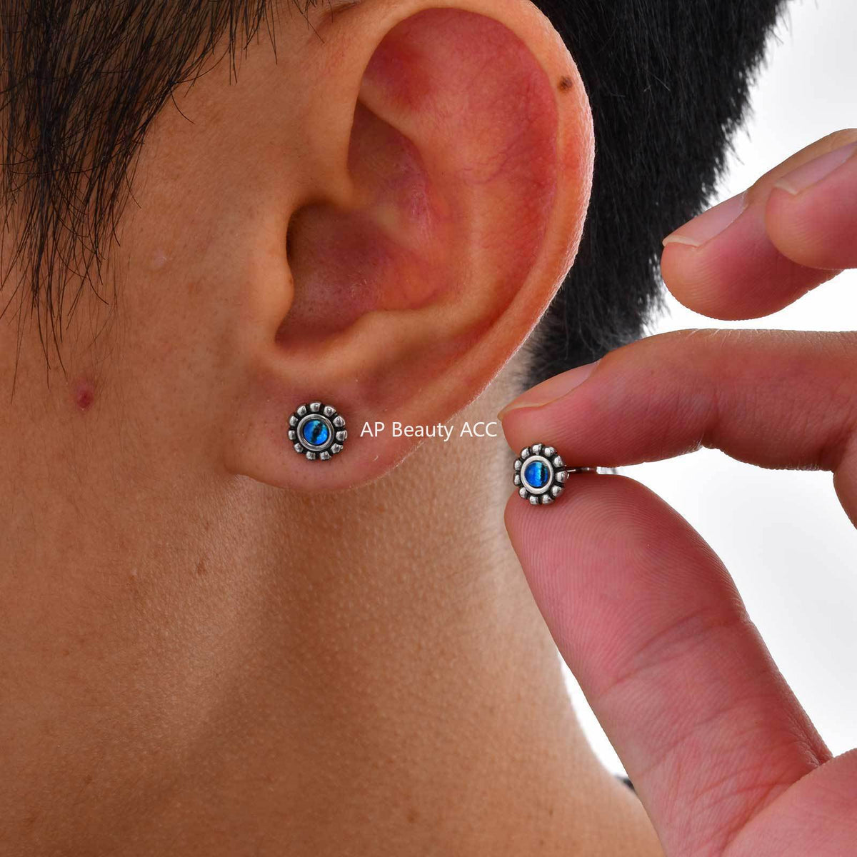 G관 - 스테인리스 스틸 블루 레진 피어싱 귀걸이 [ES-749] 25.10-5