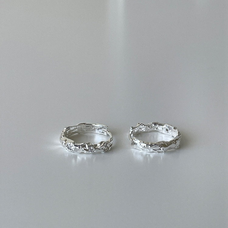 A관 - 비정형 텍스처 925 은침 링 귀걸이 [EH-4315] 25.12-2