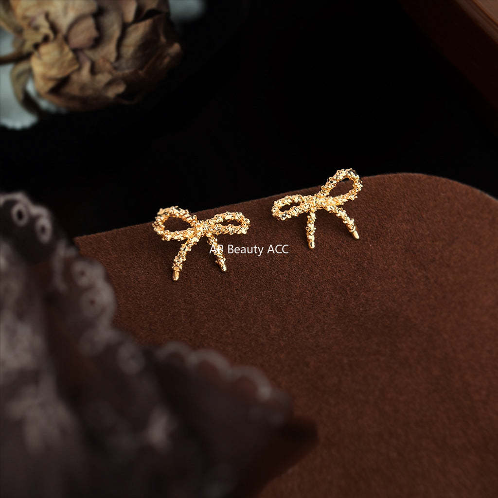 C관 - 925 은침 리본 모양 스터드 귀걸이 [6984] 25.10-5