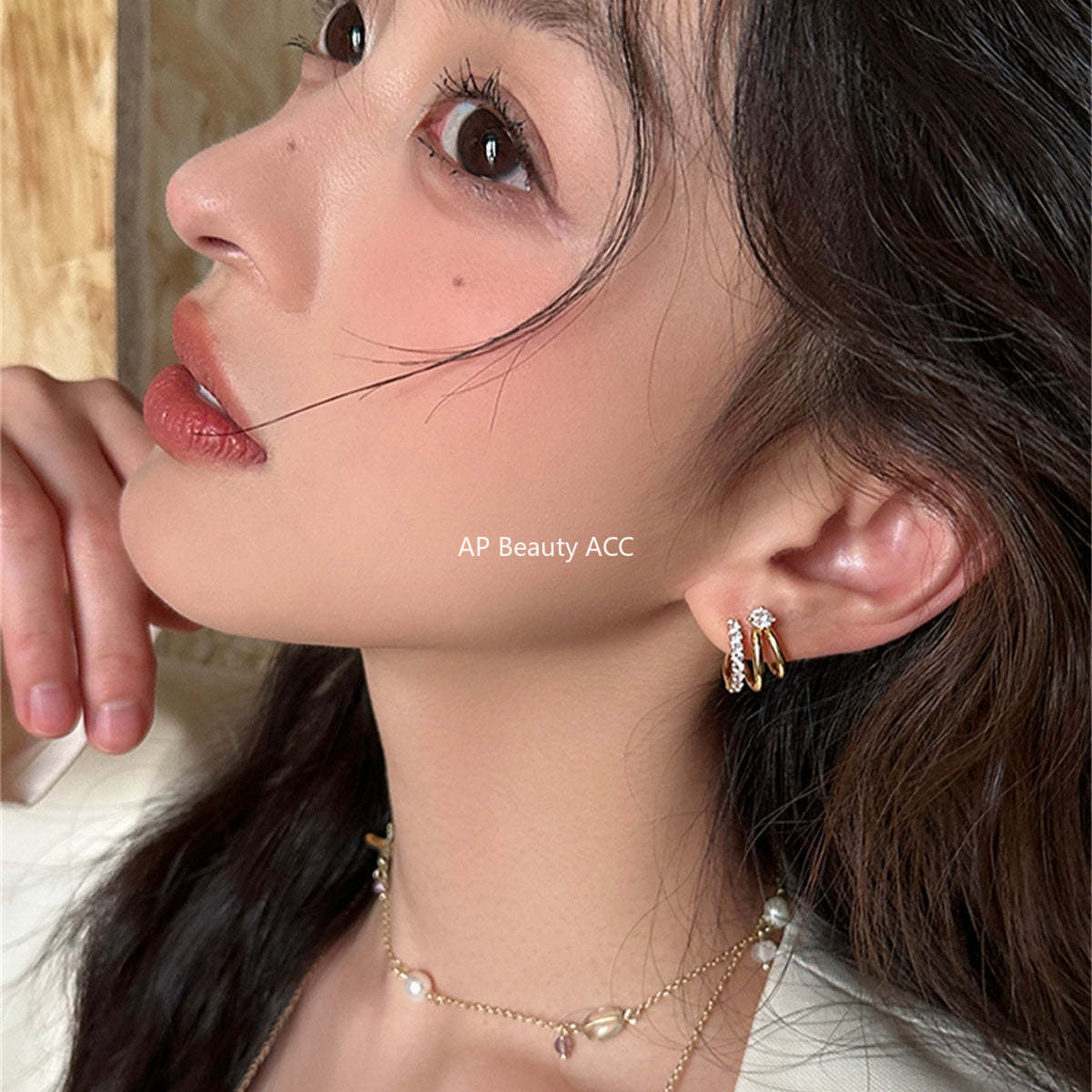 A관 - 트리플 C형 라인 큐빅 925 은침 귀걸이 [EH-4050] 25.09-3