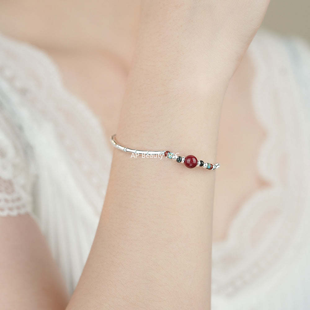 B관 - 925 실버 대나무 마디 모양 비즈 팔찌 [YC4035SL_2] 25.12-3