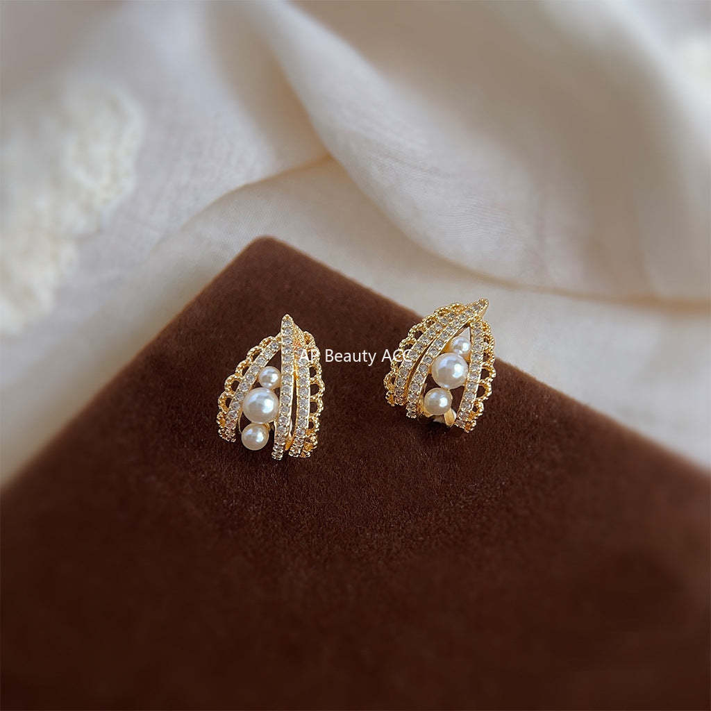 C관 - 14K 도금 물결 무늬 우아한 귀걸이 [4246] 24.06-3