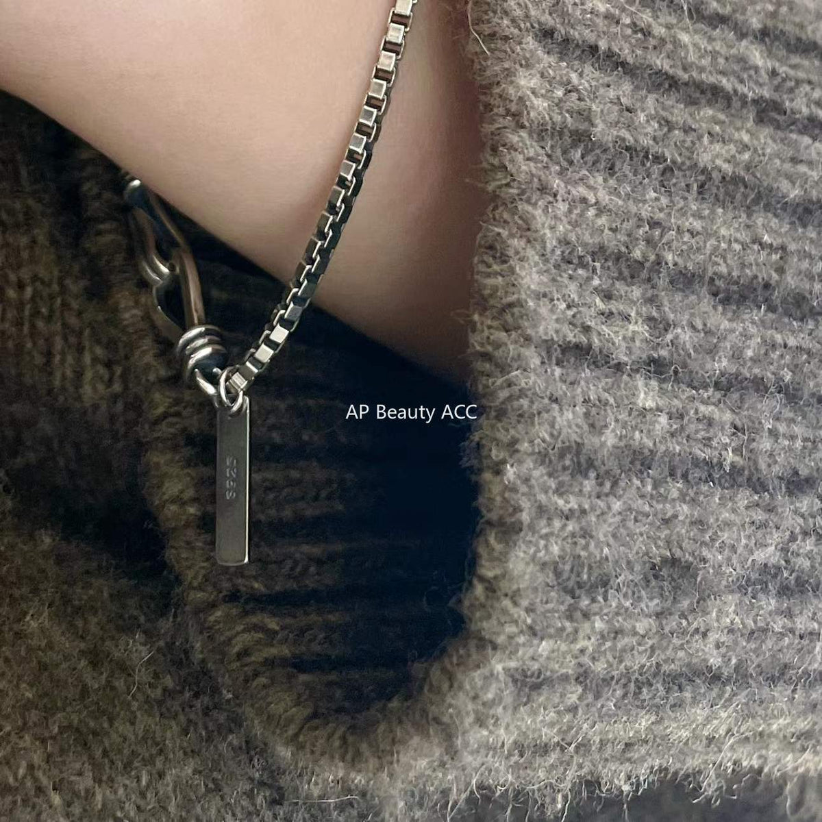 F관 - 925 실버 빈티지 실버 볼드 박스 체인 팔찌 [A75] 25.10-3