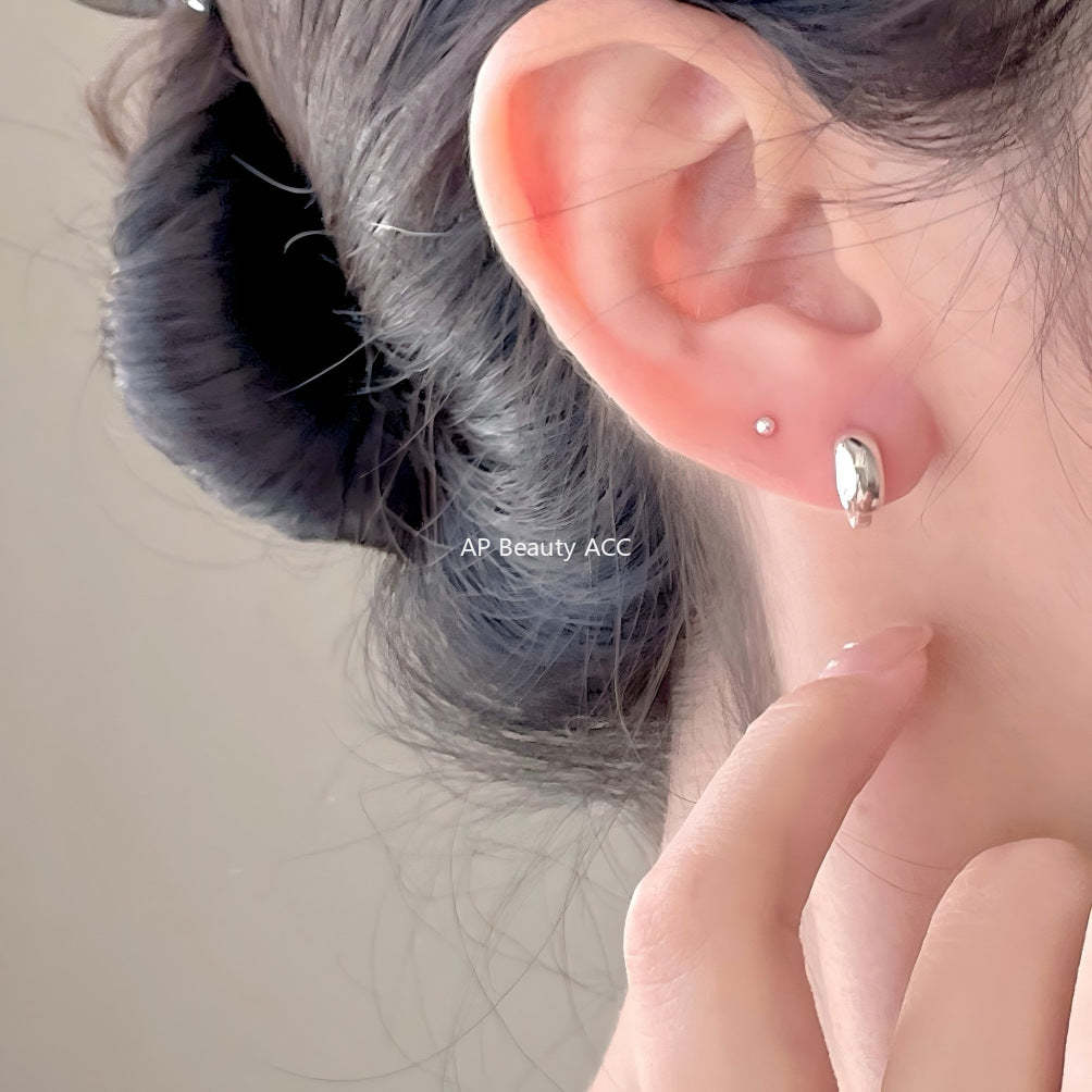 F관 - 925 실버 곡선형 볼드 링 귀걸이 [C1422] 25.11-4