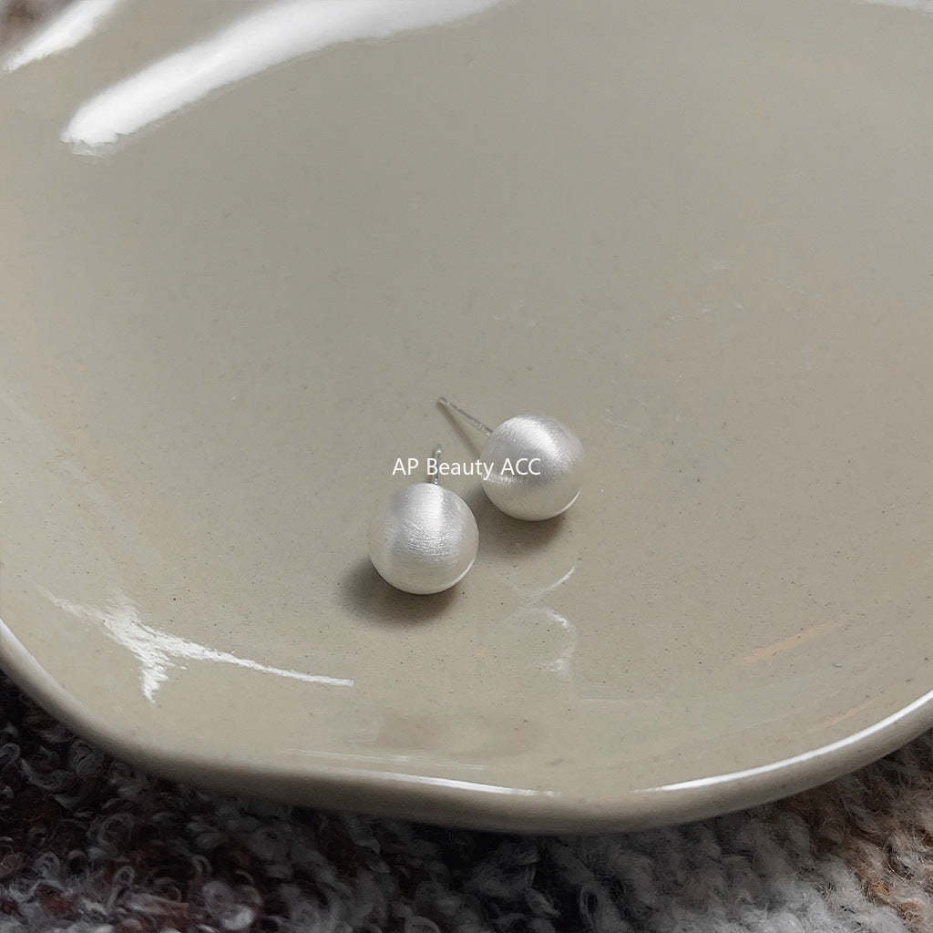 C관 - 실버 브러쉬 공 모양 심플한 데일리 귀걸이 [3536-3540] 24.01-2