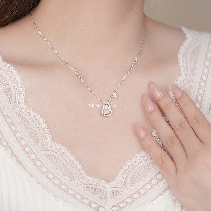 B관 - 925 실버 옥수 호리병 모양 큐빅 펜던트 목걸이 [YC2429N_1] 25.10-5